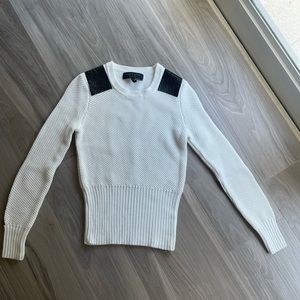 Rag & Bone white Sweater crew neck pull over black trim XS nwot